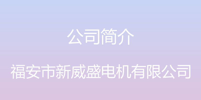 公司简介 - 福安市新威盛电机有限公司