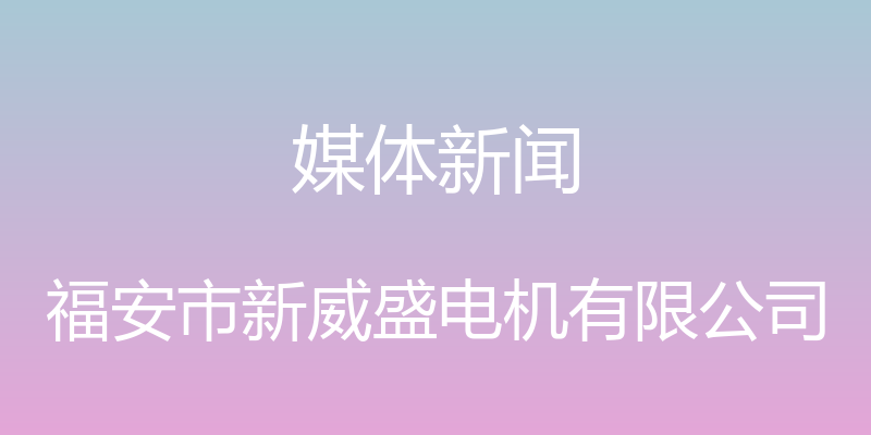 媒体新闻 - 福安市新威盛电机有限公司